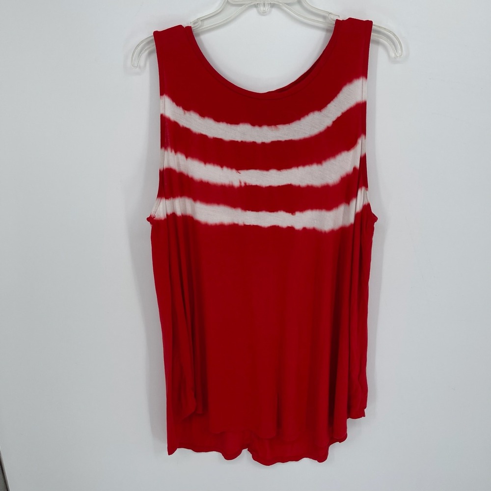 Old Navy Women's Red Tie Dye Luxe Scoop Neck Stretch Sleeveless Tank Top Size XL